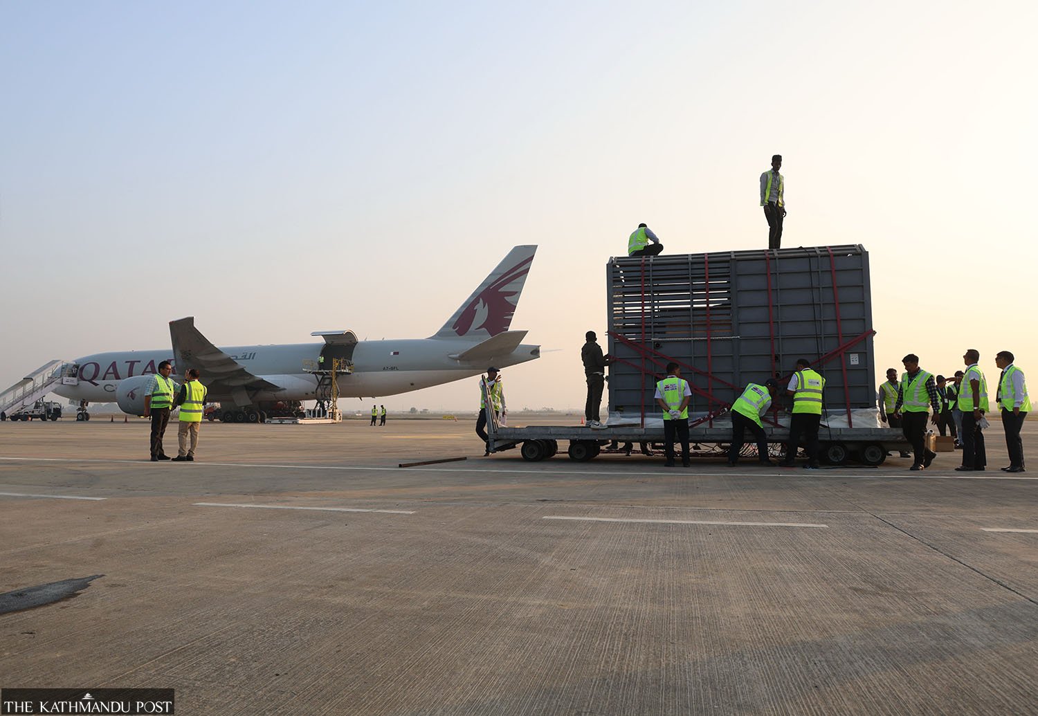 Chitwan elephant pair flown to Qatar