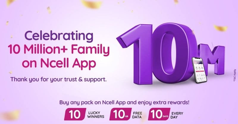 Ncell App crosses 10 million downloads, launches 10-day celebration campaign