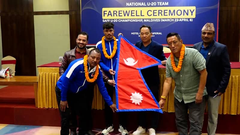 साफ यू–२० च्याम्पियनसिप खेल्ने नेपाली टोलीको बिदाइ