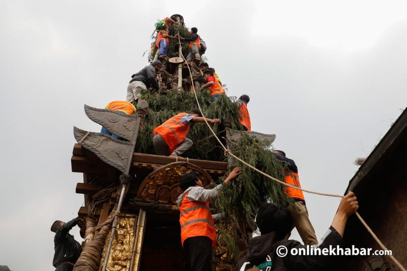 Chariot construction in full swing for Seto Machhindranath jatra