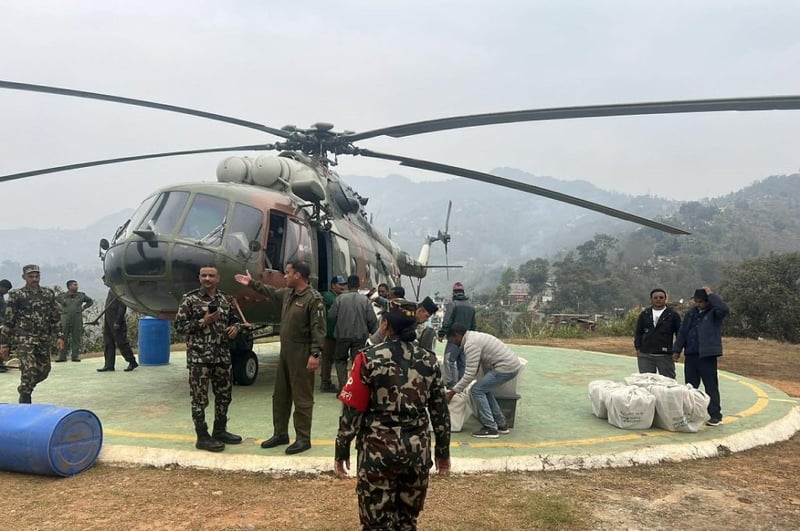 Ballot boxes from Northern Gorkha airlifted to counting centre by helicopter