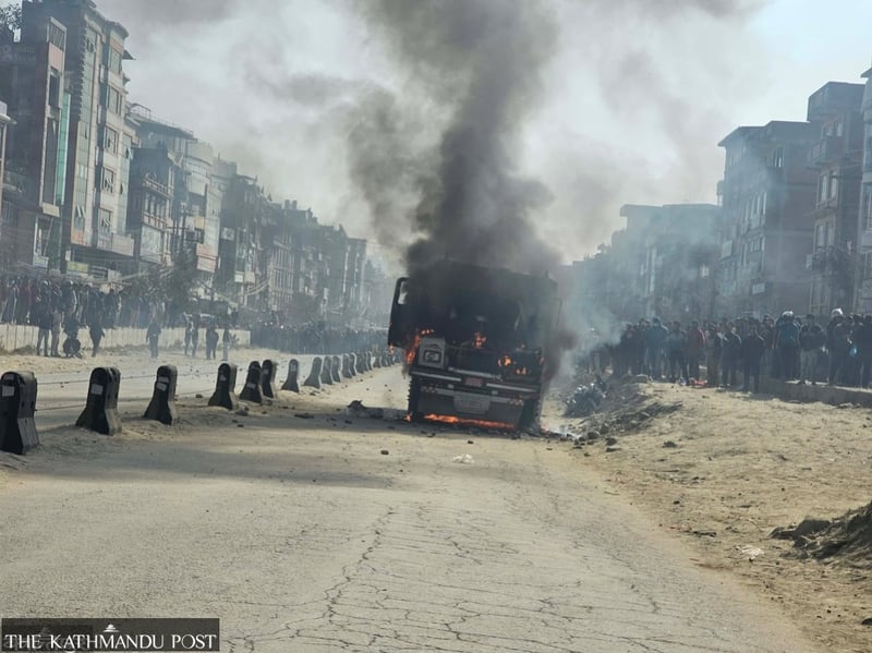 Tensions flare in Banepa after tipper kills scooter rider