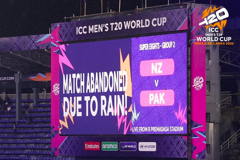 Pakistan v New Zealand T20 World Cup match washed out
