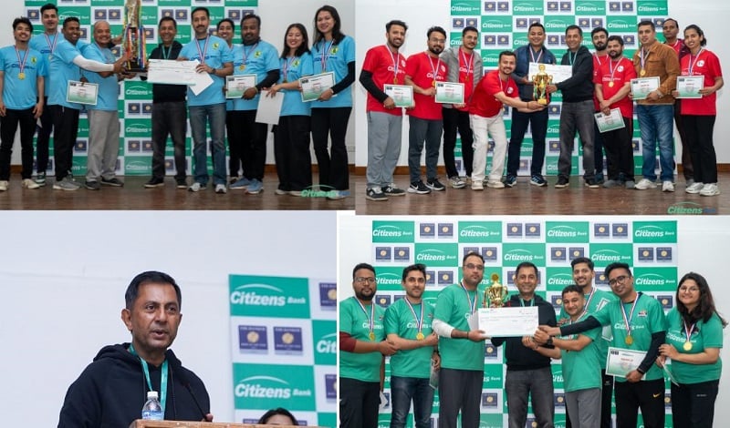 सिटिजन्स बैंकले वार्षिकोत्सवको अवसरमा आयोजना गर्यो इन्ट्रा बैंक इन्डोर क्रिकेट प्रतियोगिता