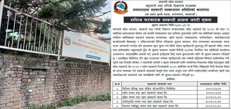 पाँच सहकारीका व्यवस्थापक र ऋणीलाई दायित्व फरफारकको आग्रह, १५ दिनको समयावधि