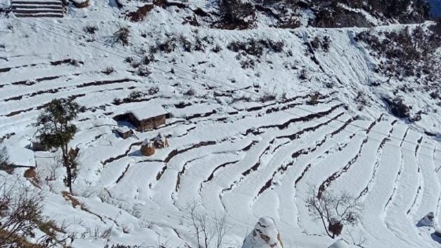 Heavy rain lashes Bajura as high-altitude snowfall blankets mountains