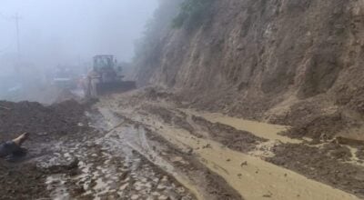 Rain disrupts roads and power supply in Bhojpur