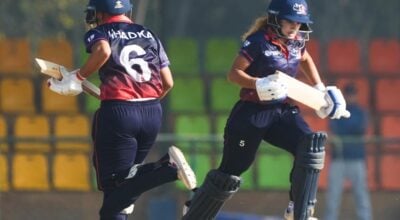 Nepal batting against Thailand in ICC Women’s T20 World Cup Qualifier