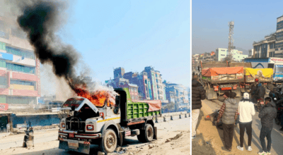 Banepa tense after scooter rider killed in tipper collision