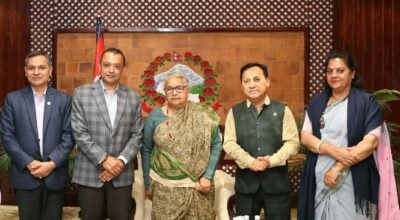 Congress President Thapa, party leaders meet Prime Minister Karki