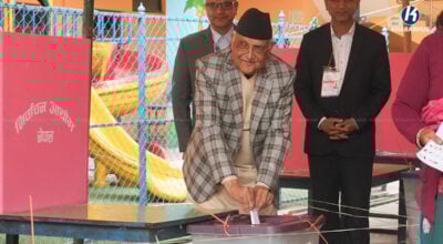 UML Chair and former PM KP Sharma Oli casts vote in Bhaktapur