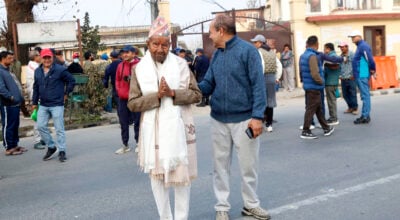 105-year-old Chandra Bahadur Khadka votes in Budhanilkantha