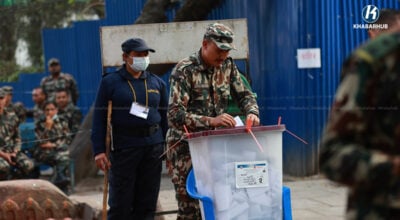 Nepal Army cast votes from temporary polling station