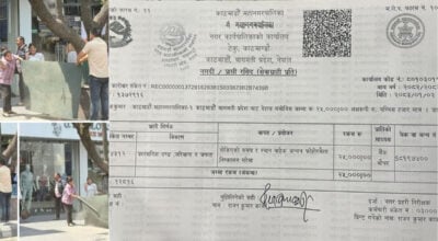 KMC fines Durbar Marg shop owner Rs 25,000 for cleaning dust on pavement