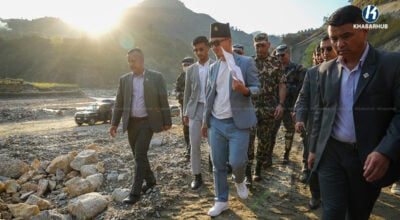 Home Minister Gurung inspects flood-prone Roshi River area in Kavre