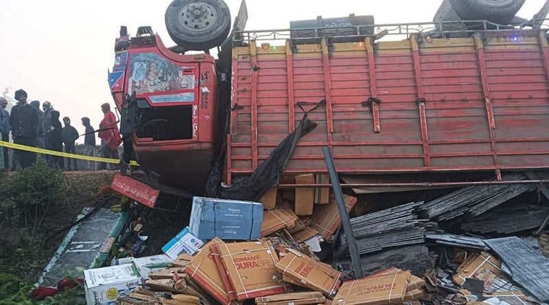 Five people killed as cargo truck overturns