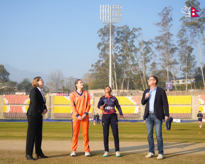 Nepal bowling against Netherlands