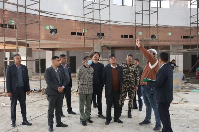 NA Chairman Dahal inspects under construction Federal Parliament Building