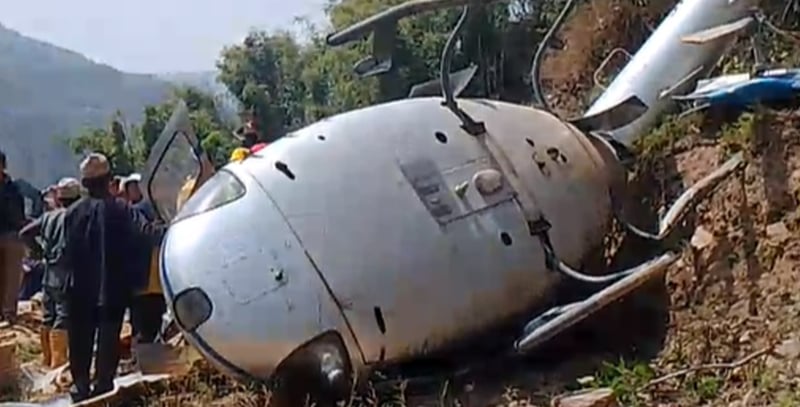 Helicopter mishap in Khotang: Six rescued and brought to Kathmandu