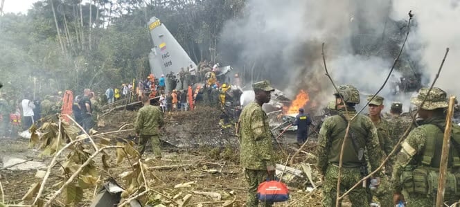 Colombian military plane crash kills at least 66