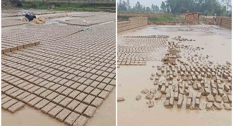 वर्षाले महोत्तरीका इँटा व्यवसायीलाई करोडौँको क्षति