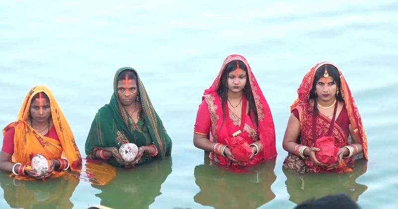 उदाउँदो सूर्यलाई अर्घ दिएसँगै चैती छठ पर्व सकियाे