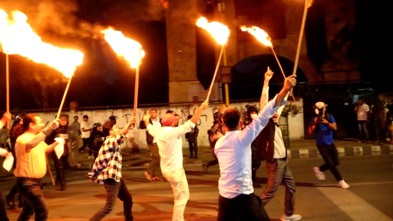 पेट्रोलियम पदार्थको मूल्य वृद्धिविरुद्ध संयुक्त विद्यार्थी संगठनद्वारा काठमाडौंमा राँके जुलुस