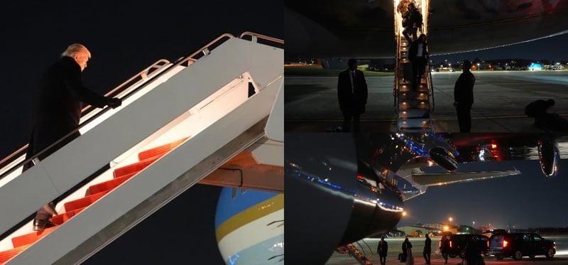 ट्रम्प सवार विमान बिचबाटै फर्कियो