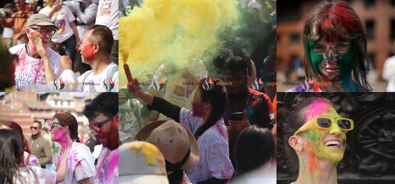 होलीमा नेपालीसँगै रमाए विदेशी (तस्बिरसहित)