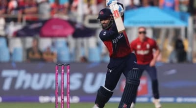 नेपालले गुमायो दोस्रो विकेट, विल ज्याक्सको बलमा कुशल भुर्तेल कट एण्ड बोल्ड