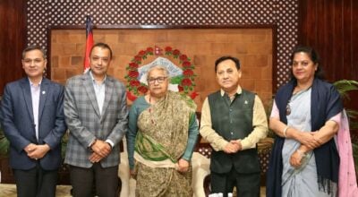 प्रधानमन्त्रीसँग कांग्रेस सभापति थापासहित पदाधिकारीको भेट