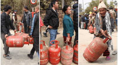 ग्यास उद्योग परिसरमै उपभोक्ताको लाइन (तस्बिरहरू)