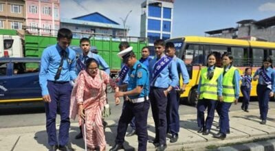 ट्राफिक स्वयंसेवक बने प्रहरी स्कुलका विद्यार्थी