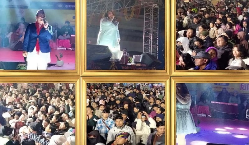 नेपाली पोशाकमा बद्री र शीतलहरले आत्तिएकी ज्योति मगरले रातिसम्म नचाए बुटवलबासीलाई
