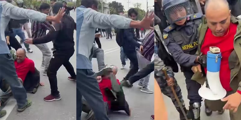 ‘झोले’ भनेको आरोपमा कुटिएका युवराज ओली : प्रहरीले धकेल्दा भीडमा पुगे, केही नबोली कुटाइ खाए