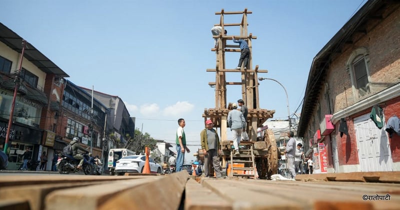 Construction Begins for Seto Machhindranath Chariot in Kathmandu