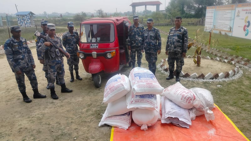 Armed Police Force Seizes Smuggled Goods and Auto in Sarlahi