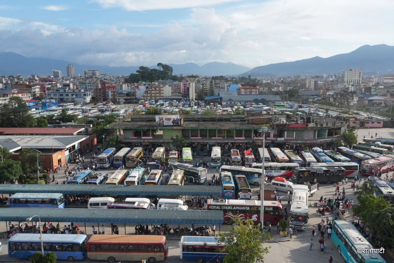 Public Transport in Kathmandu Continues to Operate Outside New Bus Park Despite Regulations
