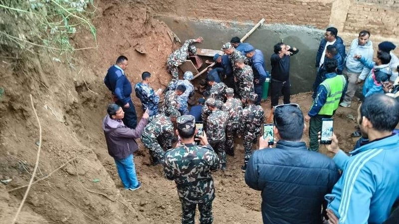 Two Rescued After Landslide Buries Workers in Dhading