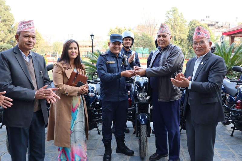 Lalitpur Metropolitan City Donates Eight Motorcycles to District Police for Enhanced Security