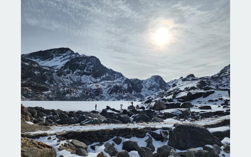 Ice Forms on Gosainkunda Lake Amid Rising Cold; Authorities Urge Caution for Pilgrims