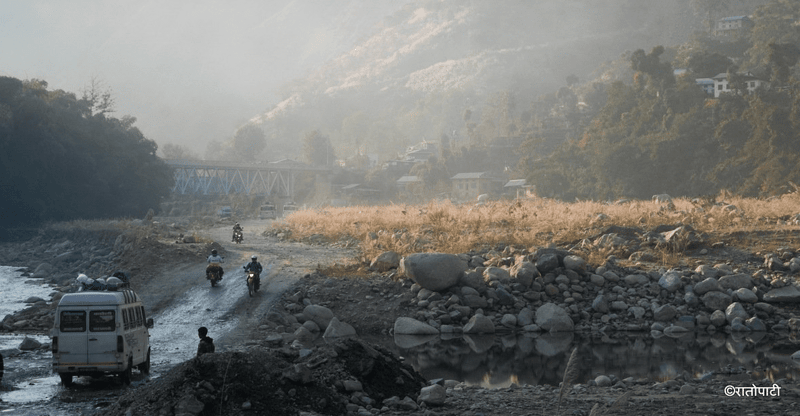 Roshi River Water Inundates Road, Disrupting BP Highway in Kavre