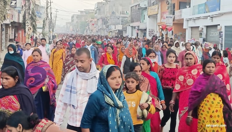 Pilgrims Conclude Mahottari Leg of Mithila Madhya Parikrama, Proceed to Dhanusha
