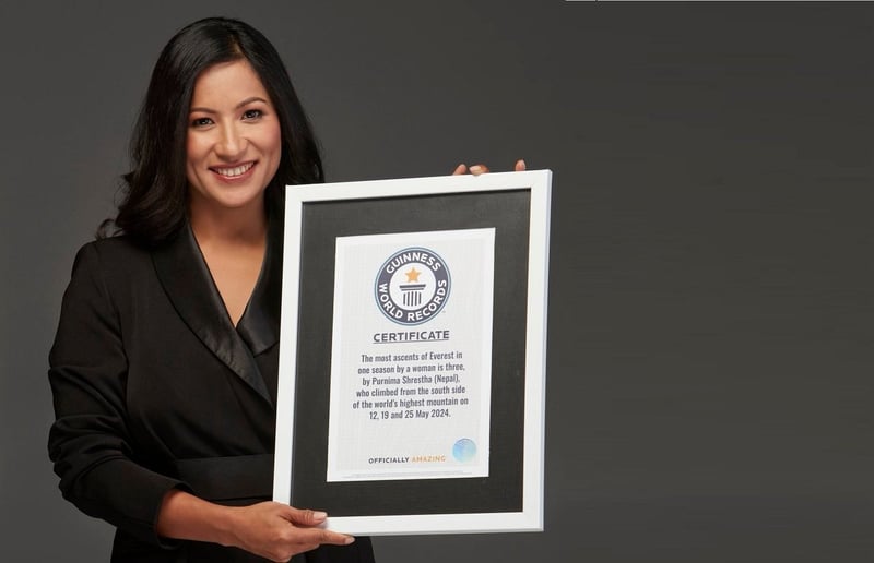 Nepali Climber Purnima Shrestha Achieves Guinness World Record for Triple Everest Ascent in Single Season