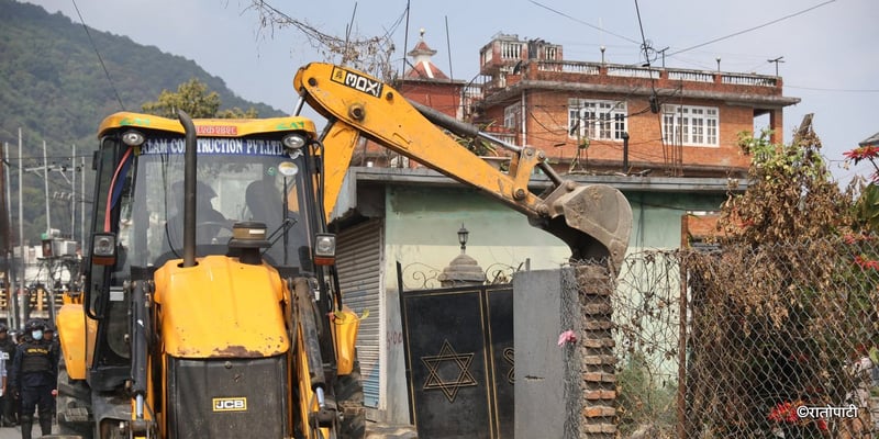 Authorities Demolish Illegal Structures Along Mahadev Khola Riverbank