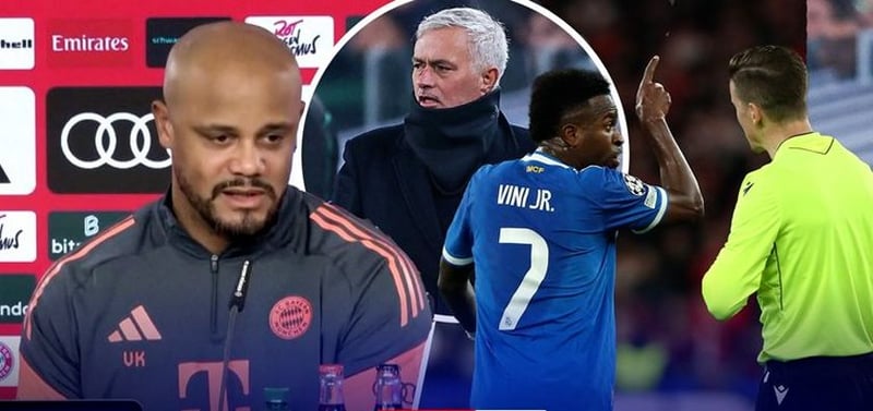Bayern Munich Coach Kompany Slams Jose Mourinho's Reaction to Vinicius Jr. Racism Incident