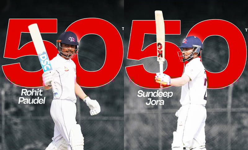 कप्तान रोहित र जोराको अर्धशतक, पहिलो दिनको समाप्तिमा एपीएफलाई अग्रता