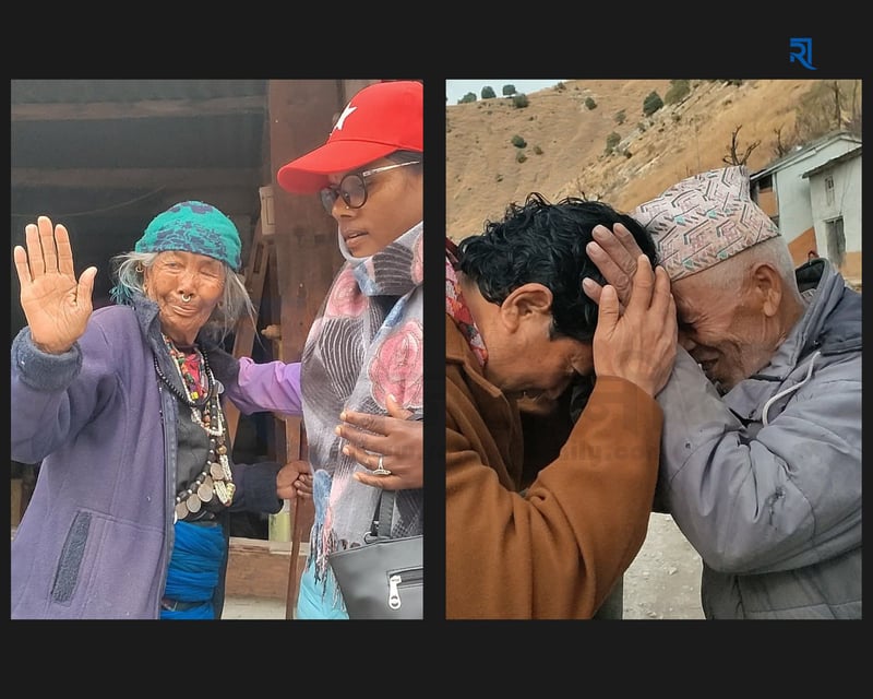 बुढाबुढीसँग आशीर्वाद माग्दै गाउँमा उम्मेदवार, युवा जति खाडी र भारतमा