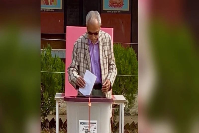 Former PM Baburam Bhattarai casts vote in Gorkha