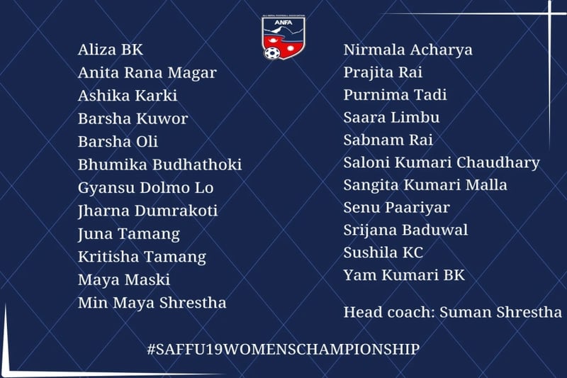 SAFF U-19 football team announced